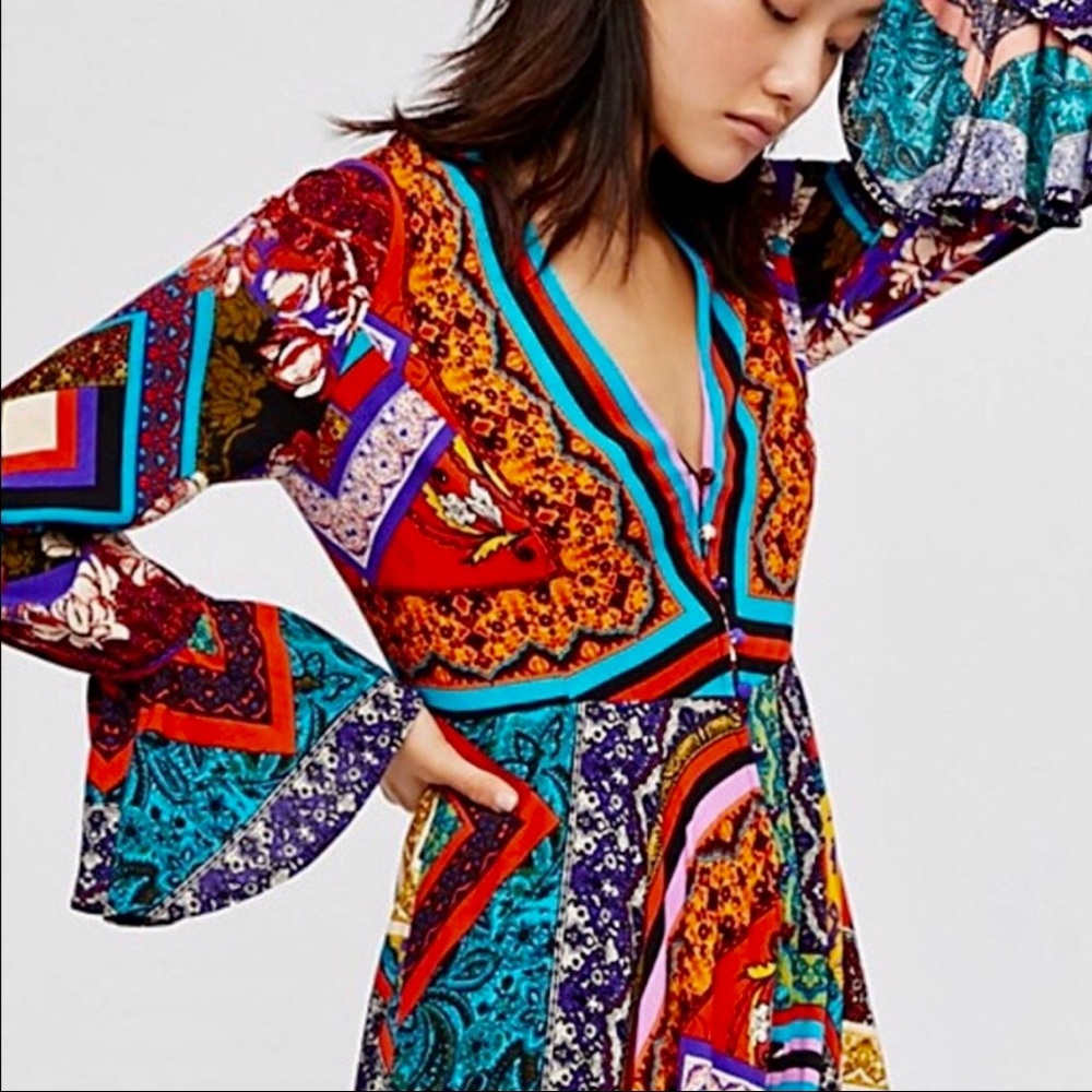 Free People Over The Rainbow Dress L